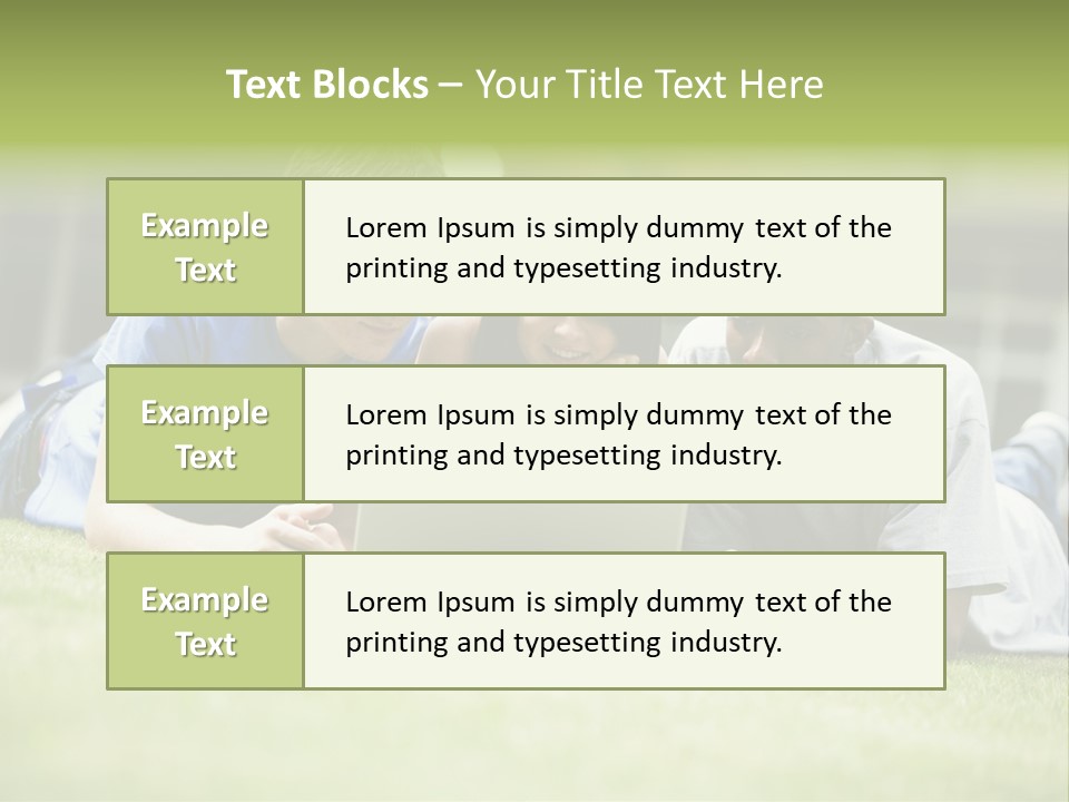 College Students Using Laptop On Campus Lawn, PowerPoint Template