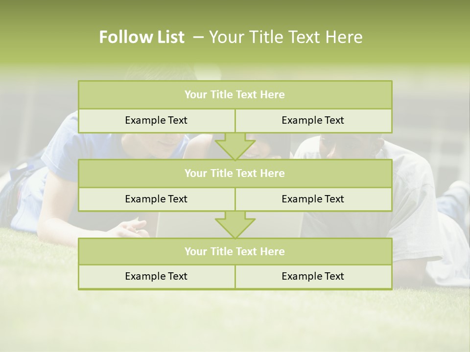 College Students Using Laptop On Campus Lawn, PowerPoint Template