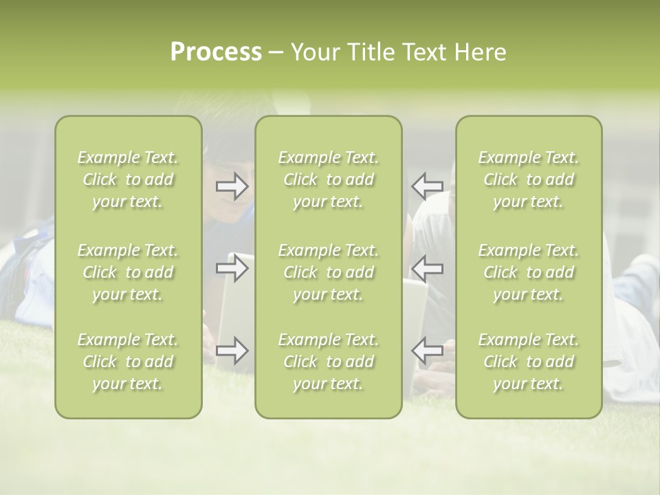College Students Using Laptop On Campus Lawn, PowerPoint Template