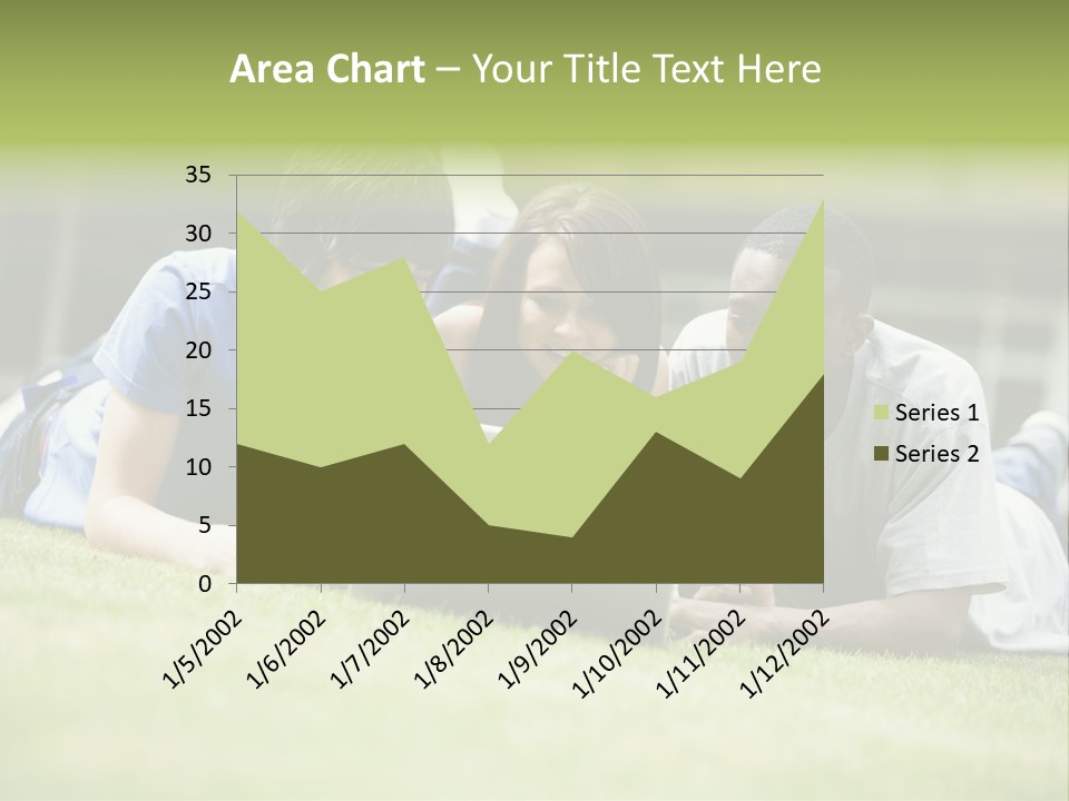 College Students Using Laptop On Campus Lawn, PowerPoint Template