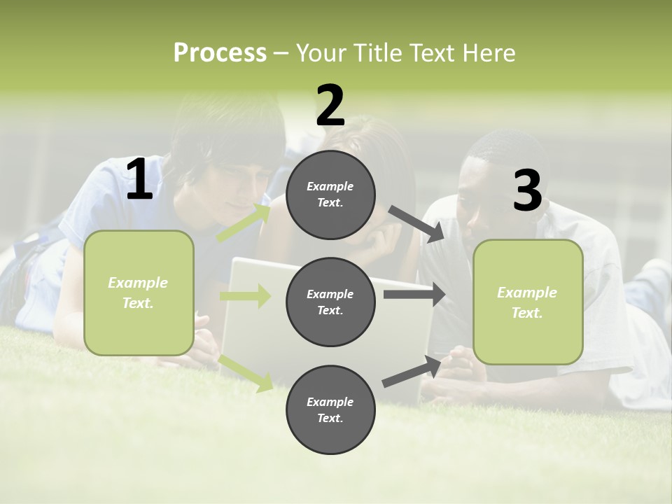 College Students Using Laptop On Campus Lawn, PowerPoint Template