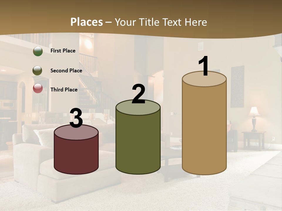 Beautiful Living Room Panorama In Modern Home PowerPoint Template