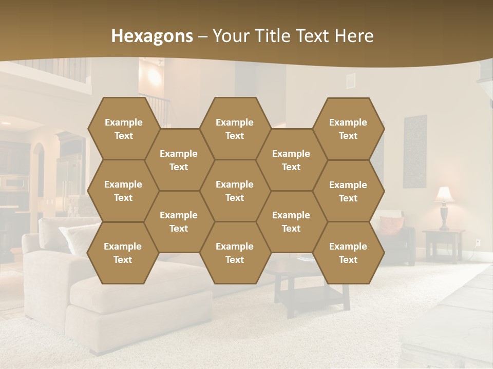 Beautiful Living Room Panorama In Modern Home PowerPoint Template