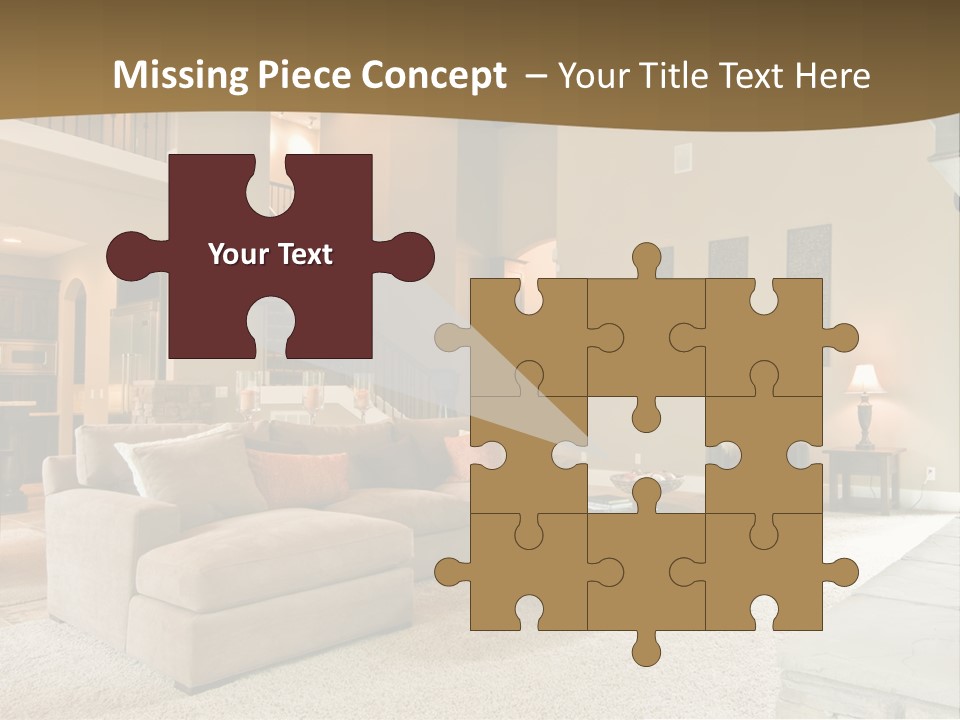 Beautiful Living Room Panorama In Modern Home PowerPoint Template