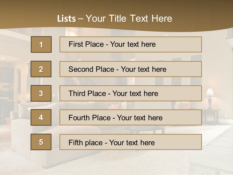 Beautiful Living Room Panorama In Modern Home PowerPoint Template