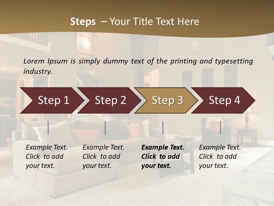 Beautiful Living Room Panorama In Modern Home PowerPoint Template