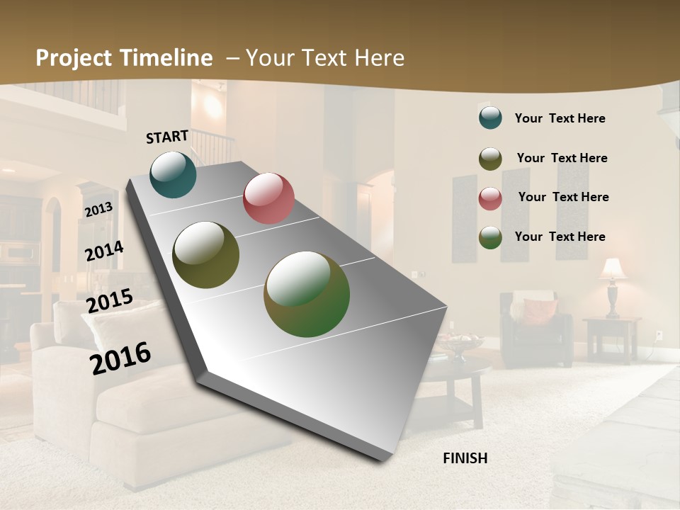 Beautiful Living Room Panorama In Modern Home PowerPoint Template