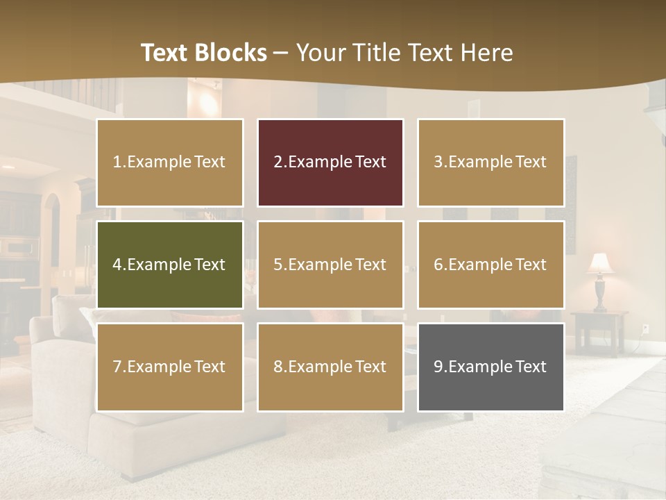 Beautiful Living Room Panorama In Modern Home PowerPoint Template