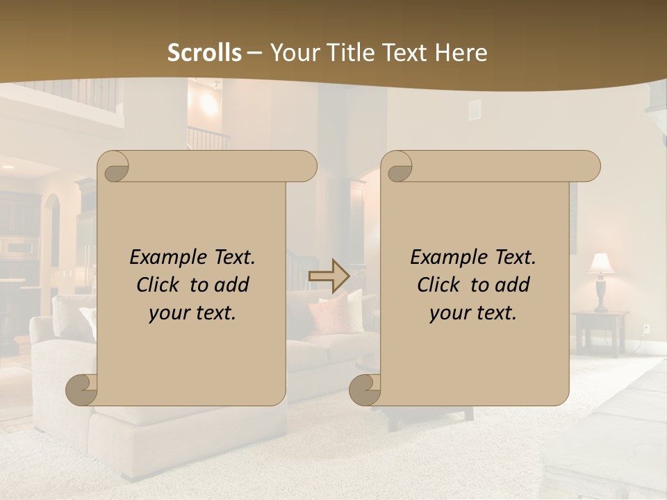 Beautiful Living Room Panorama In Modern Home PowerPoint Template