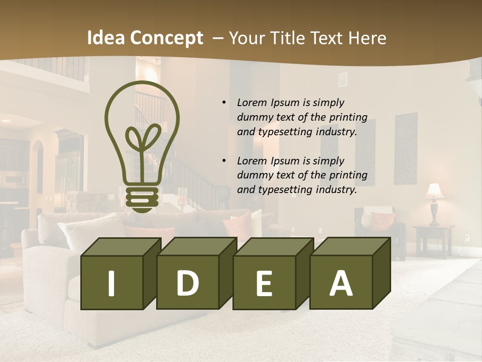 Beautiful Living Room Panorama In Modern Home PowerPoint Template