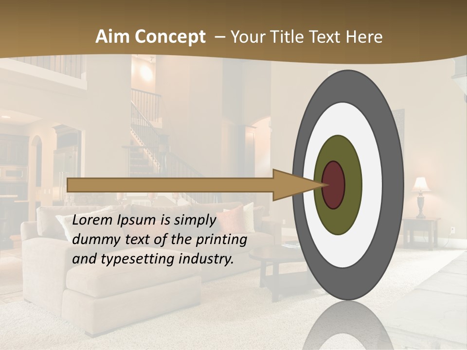 Beautiful Living Room Panorama In Modern Home PowerPoint Template