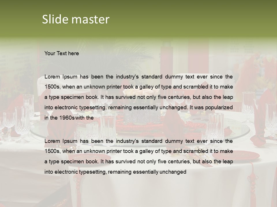 Banquet Table Setting For Wedding In China PowerPoint Template