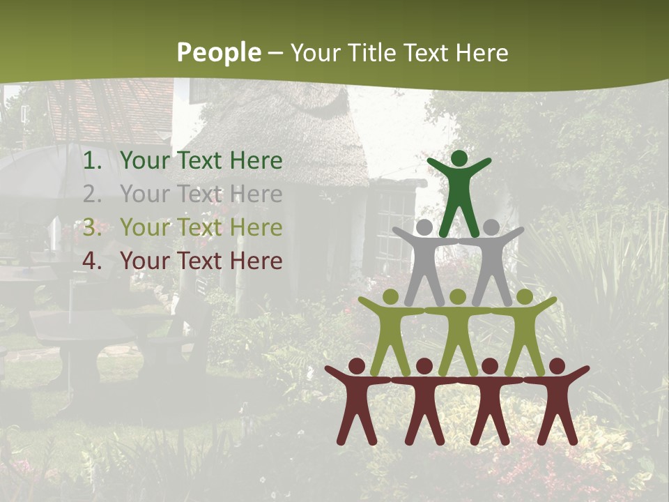 Attractive Thatched Devon Pub With Garden PowerPoint Template