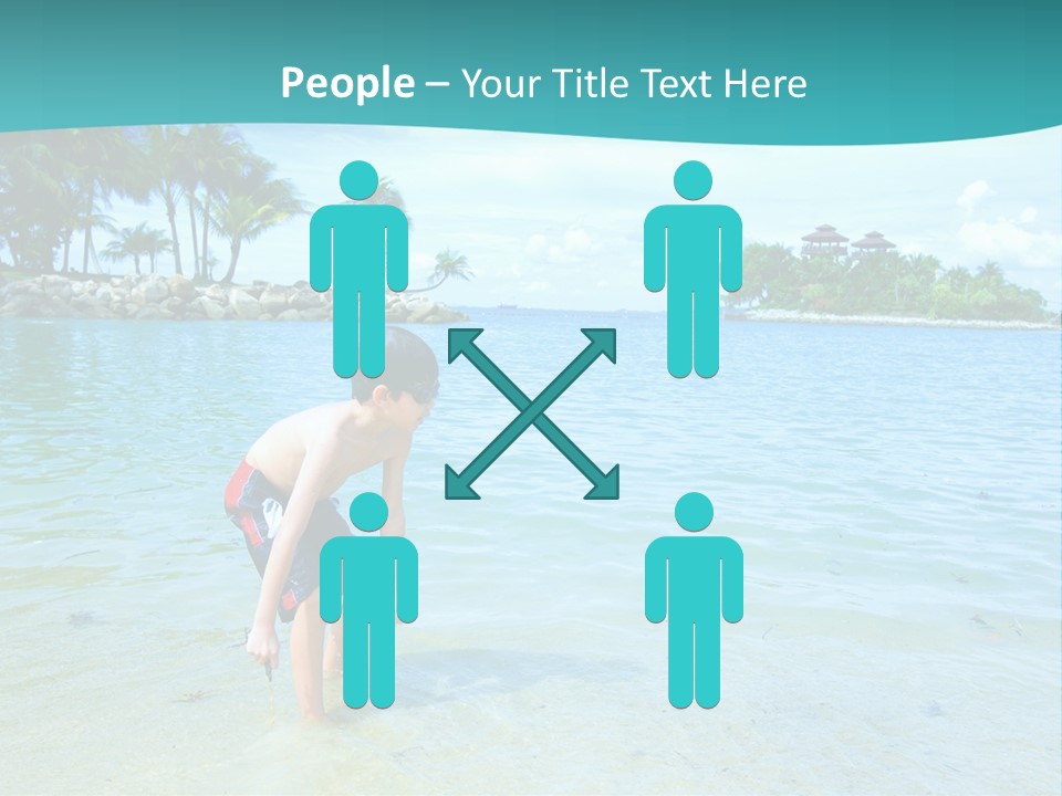 Young Boy Enjoying The Blue Waters Of The Tropical Lagoon PowerPoint Template