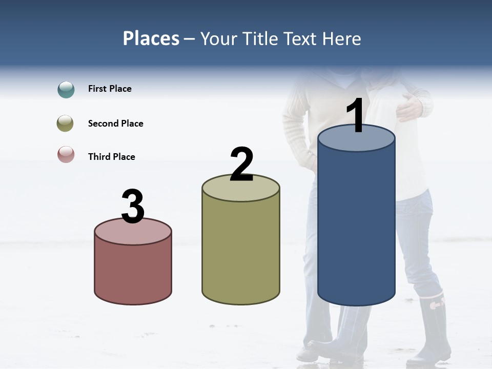 Couple Walking On Beach Arm In Arm Smiling PowerPoint Template