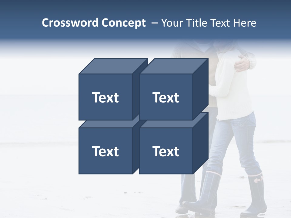 Couple Walking On Beach Arm In Arm Smiling PowerPoint Template