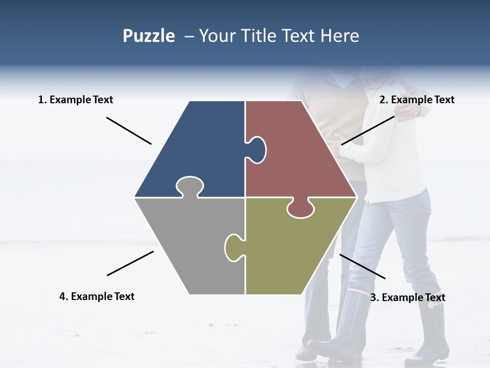 Couple Walking On Beach Arm In Arm Smiling PowerPoint Template