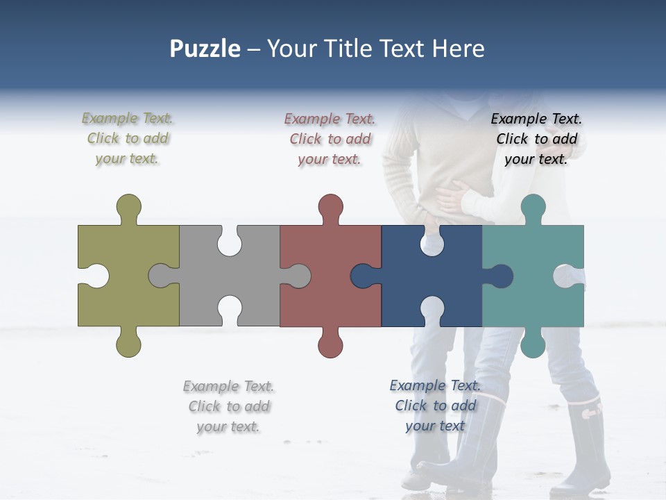 Couple Walking On Beach Arm In Arm Smiling PowerPoint Template