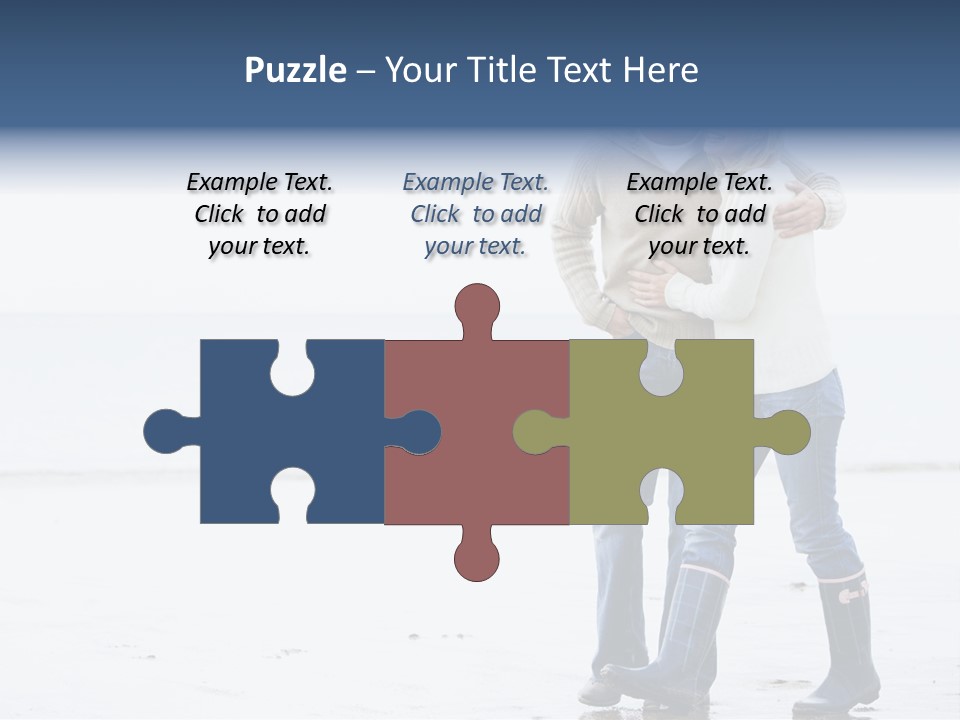 Couple Walking On Beach Arm In Arm Smiling PowerPoint Template