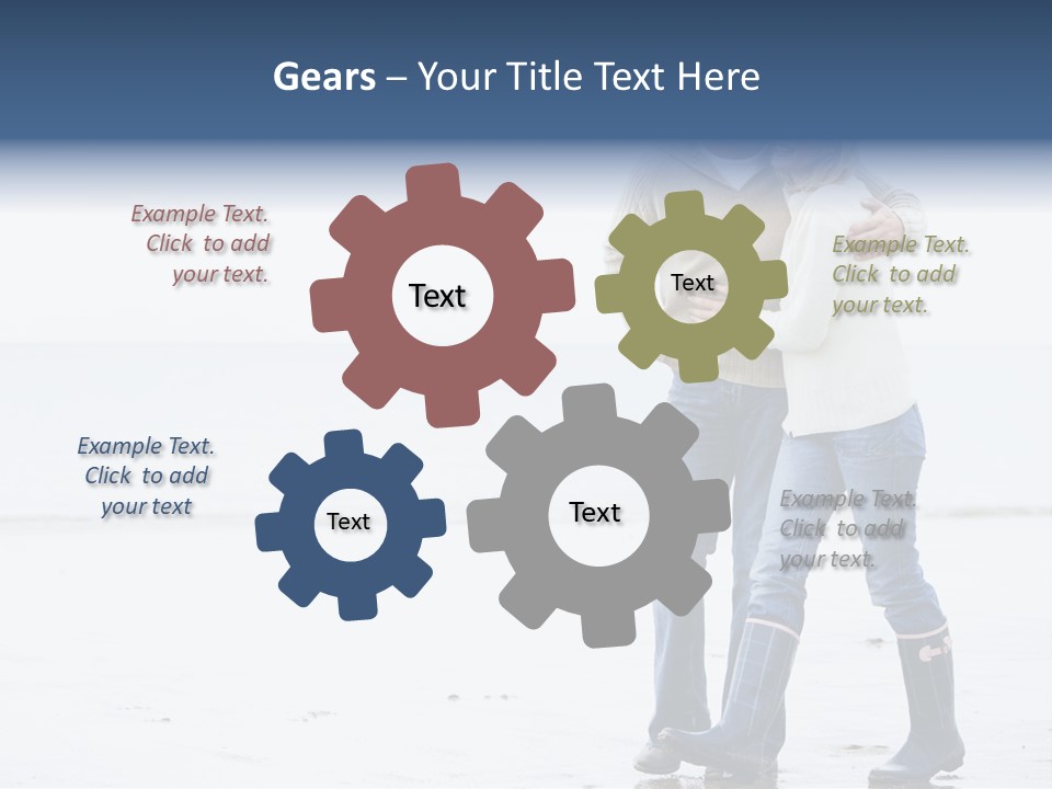 Couple Walking On Beach Arm In Arm Smiling PowerPoint Template