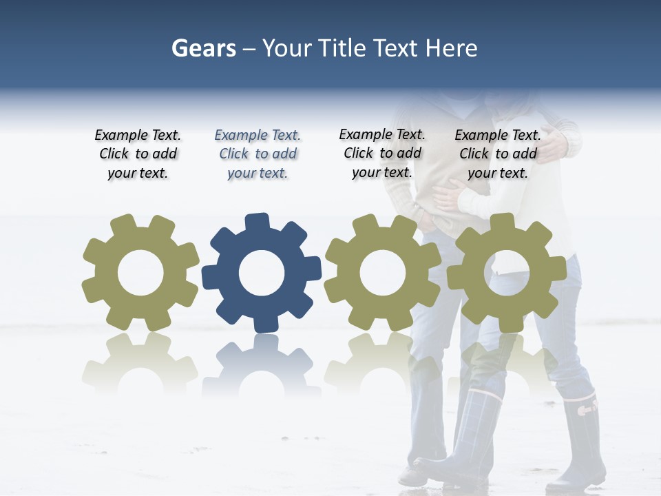 Couple Walking On Beach Arm In Arm Smiling PowerPoint Template