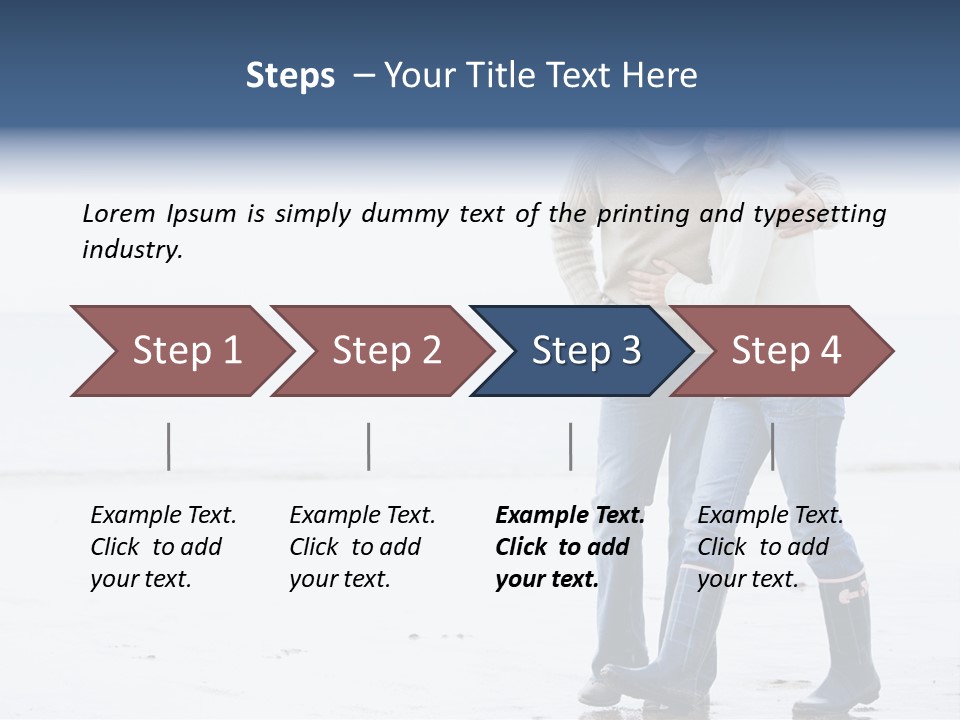 Couple Walking On Beach Arm In Arm Smiling PowerPoint Template