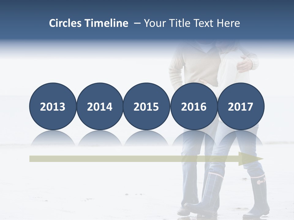 Couple Walking On Beach Arm In Arm Smiling PowerPoint Template