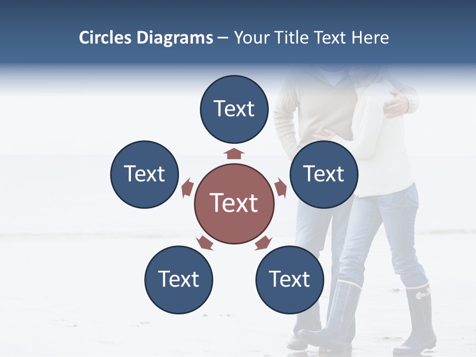 Couple Walking On Beach Arm In Arm Smiling PowerPoint Template