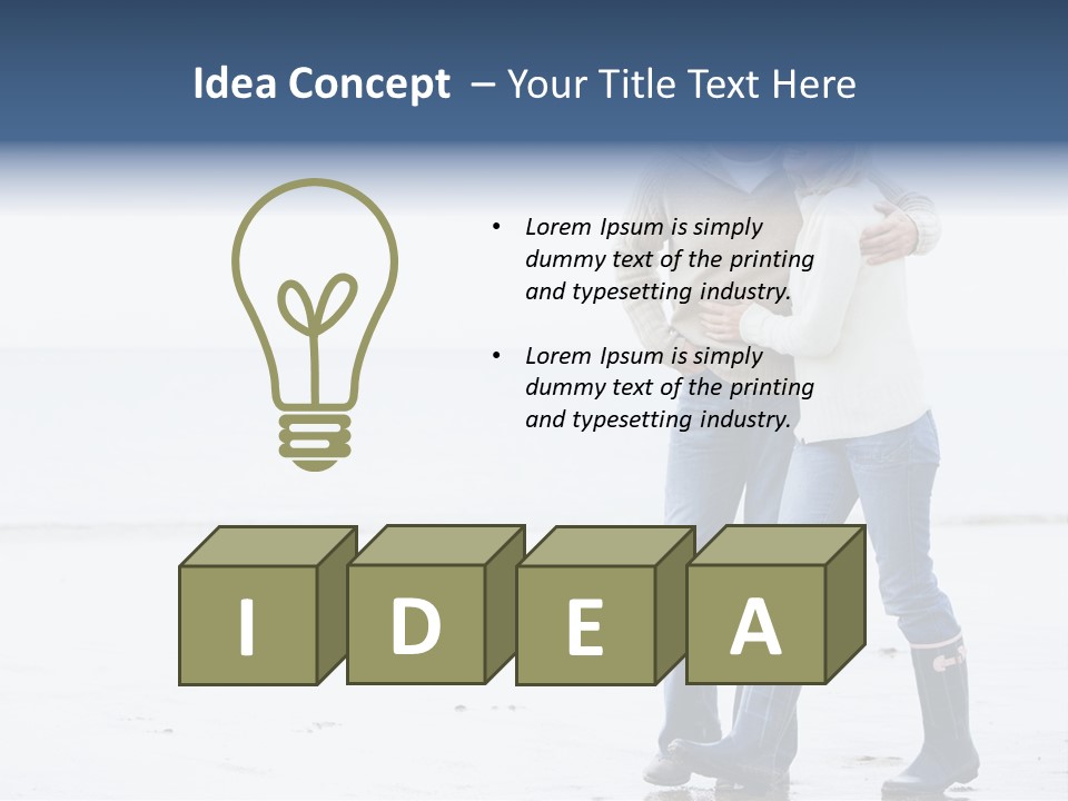 Couple Walking On Beach Arm In Arm Smiling PowerPoint Template