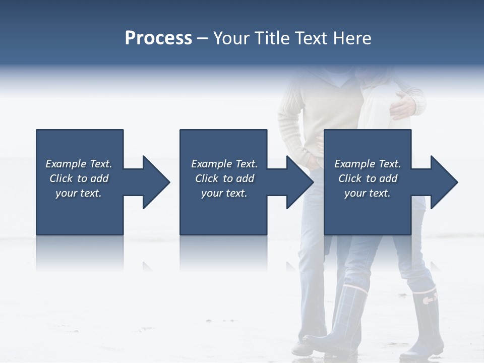 Couple Walking On Beach Arm In Arm Smiling PowerPoint Template