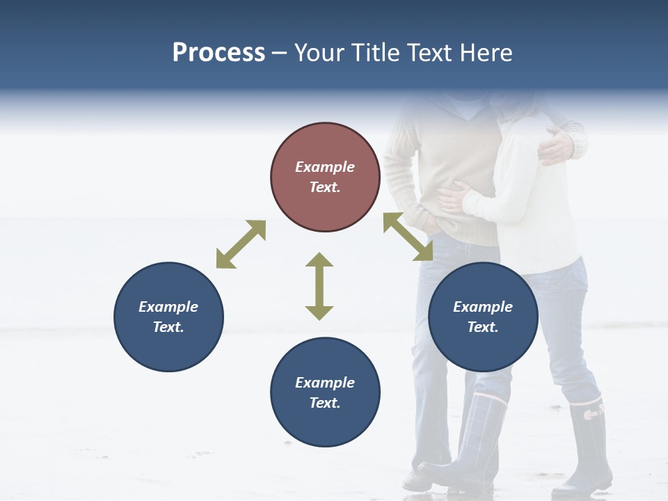 Couple Walking On Beach Arm In Arm Smiling PowerPoint Template