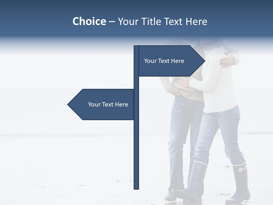 Couple Walking On Beach Arm In Arm Smiling PowerPoint Template