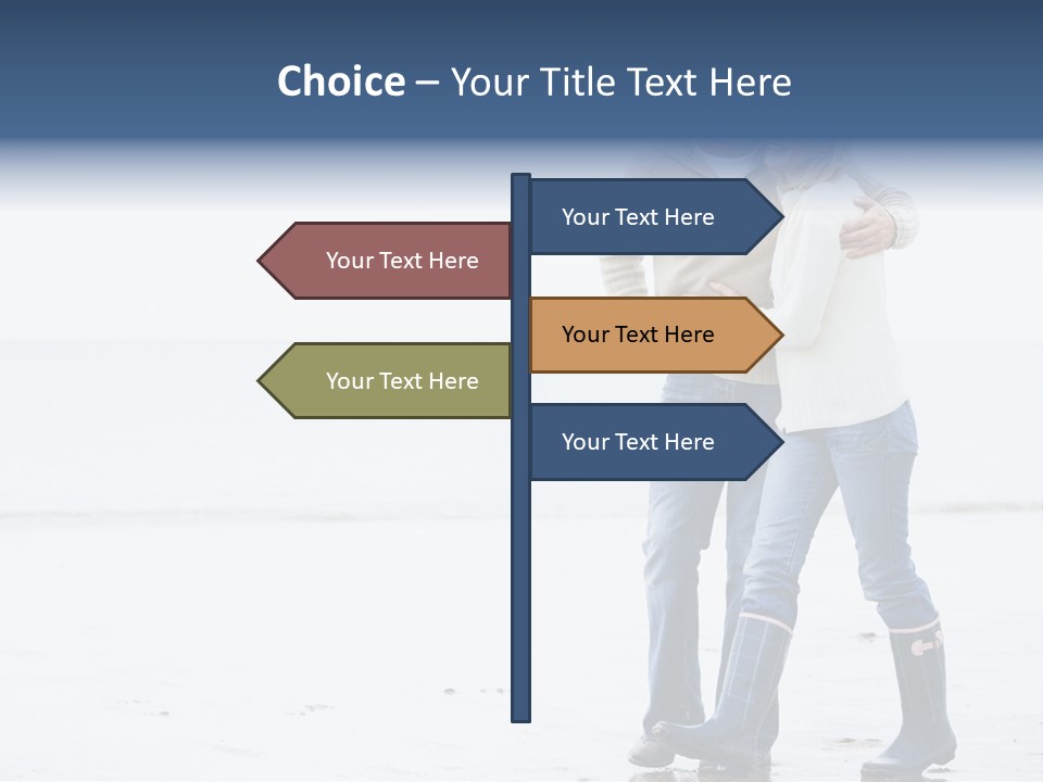 Couple Walking On Beach Arm In Arm Smiling PowerPoint Template