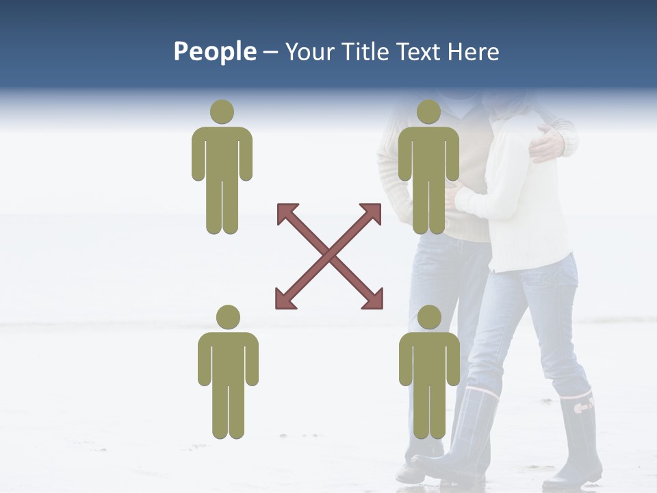 Couple Walking On Beach Arm In Arm Smiling PowerPoint Template