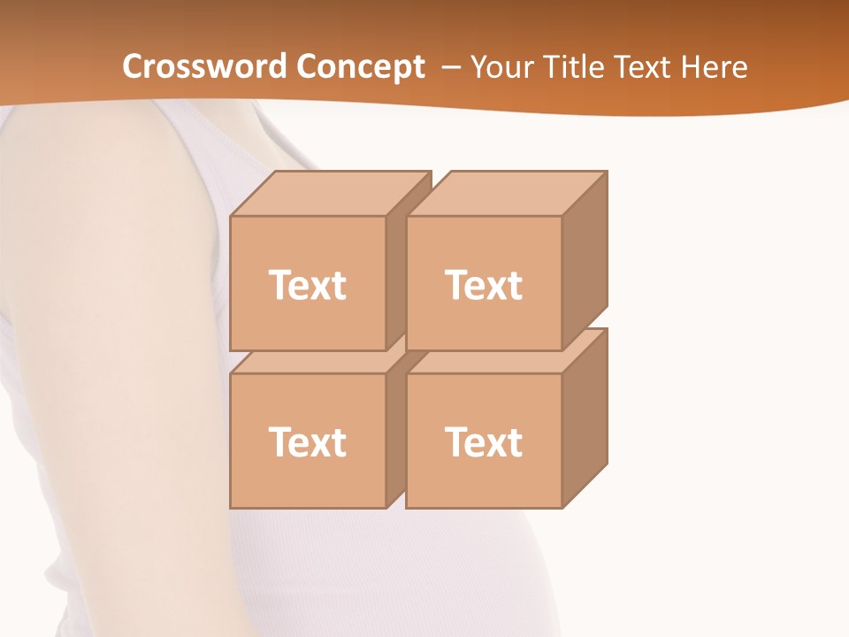 Caucasian Woman Who Is 9 Months Pregnant On White Background PowerPoint Template