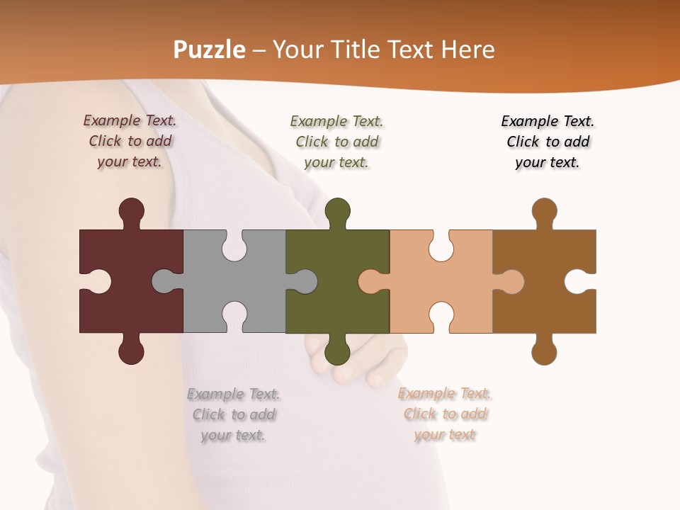 Caucasian Woman Who Is 9 Months Pregnant On White Background PowerPoint Template