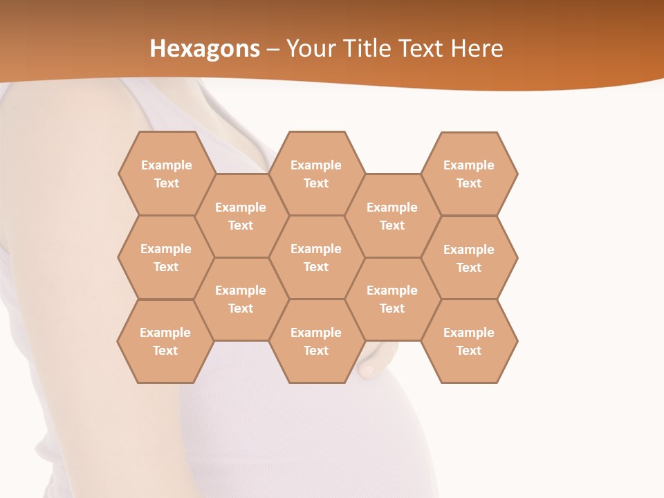 Caucasian Woman Who Is 9 Months Pregnant On White Background PowerPoint Template