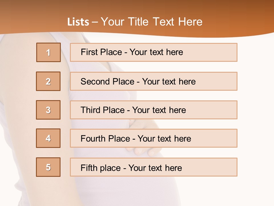 Caucasian Woman Who Is 9 Months Pregnant On White Background PowerPoint Template