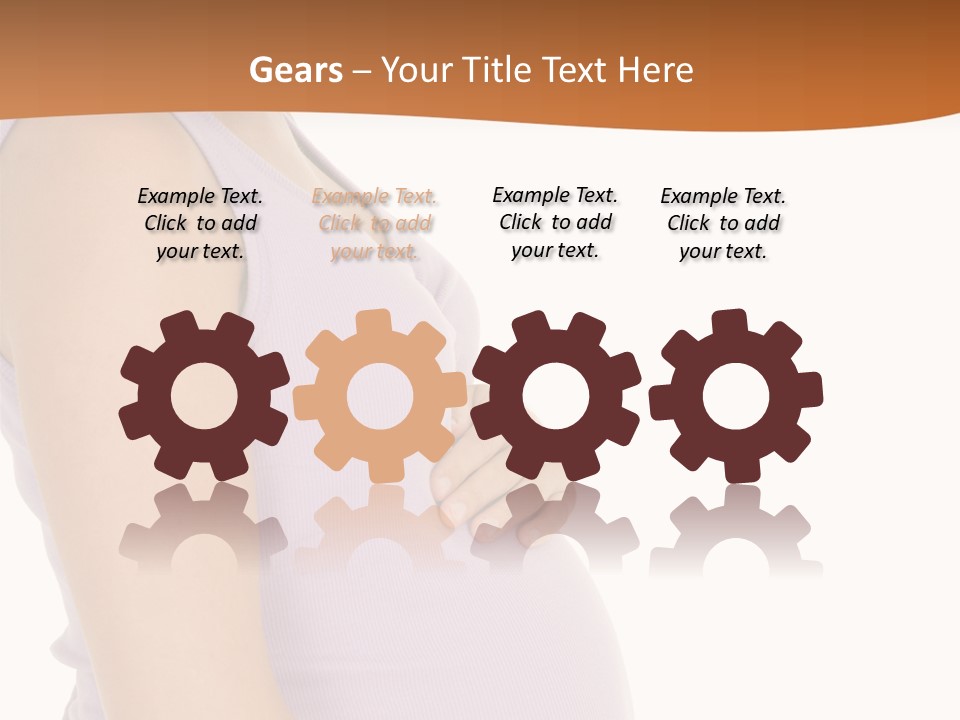 Caucasian Woman Who Is 9 Months Pregnant On White Background PowerPoint Template