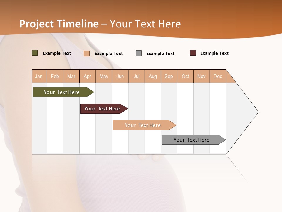 Caucasian Woman Who Is 9 Months Pregnant On White Background PowerPoint Template