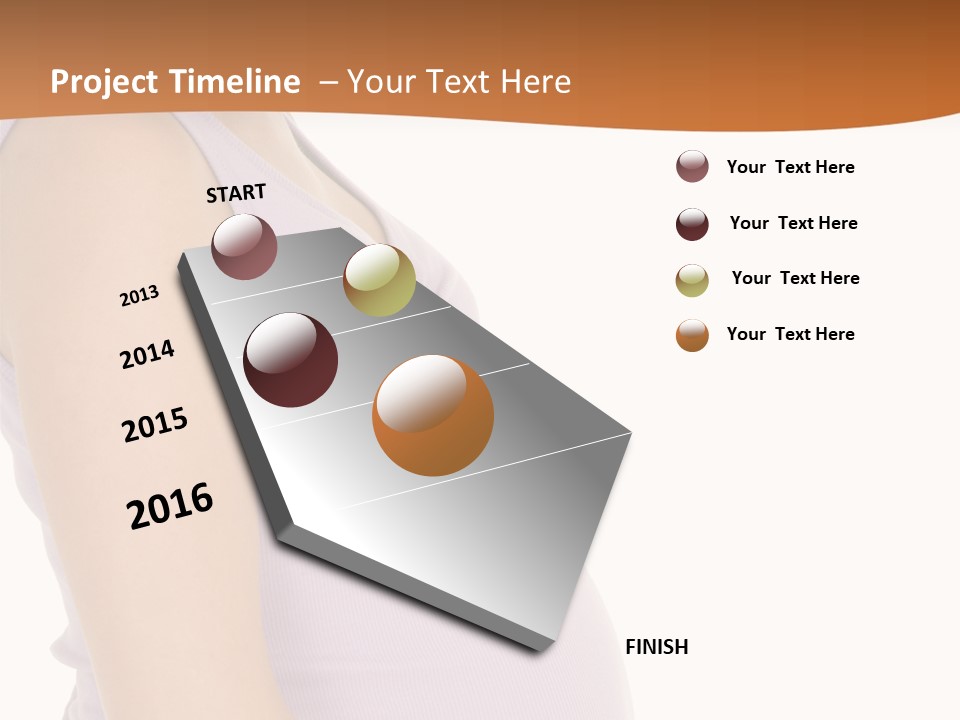 Caucasian Woman Who Is 9 Months Pregnant On White Background PowerPoint Template