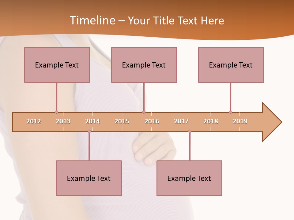 Caucasian Woman Who Is 9 Months Pregnant On White Background PowerPoint Template