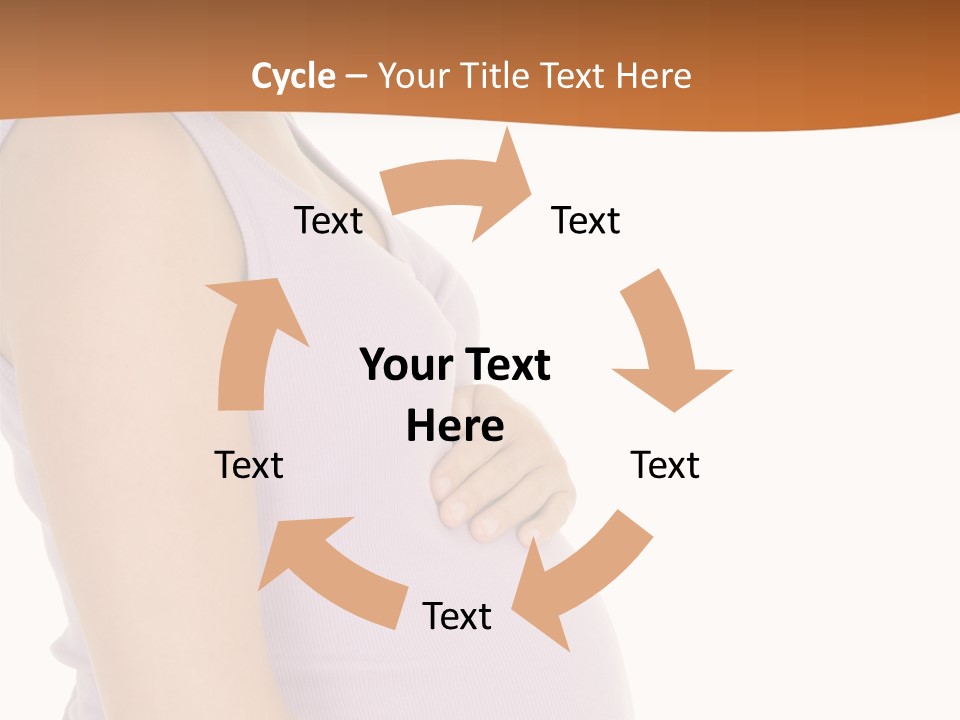 Caucasian Woman Who Is 9 Months Pregnant On White Background PowerPoint Template