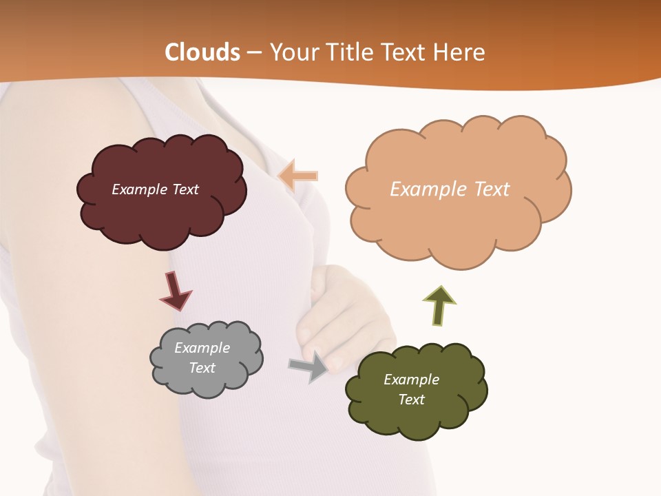 Caucasian Woman Who Is 9 Months Pregnant On White Background PowerPoint Template