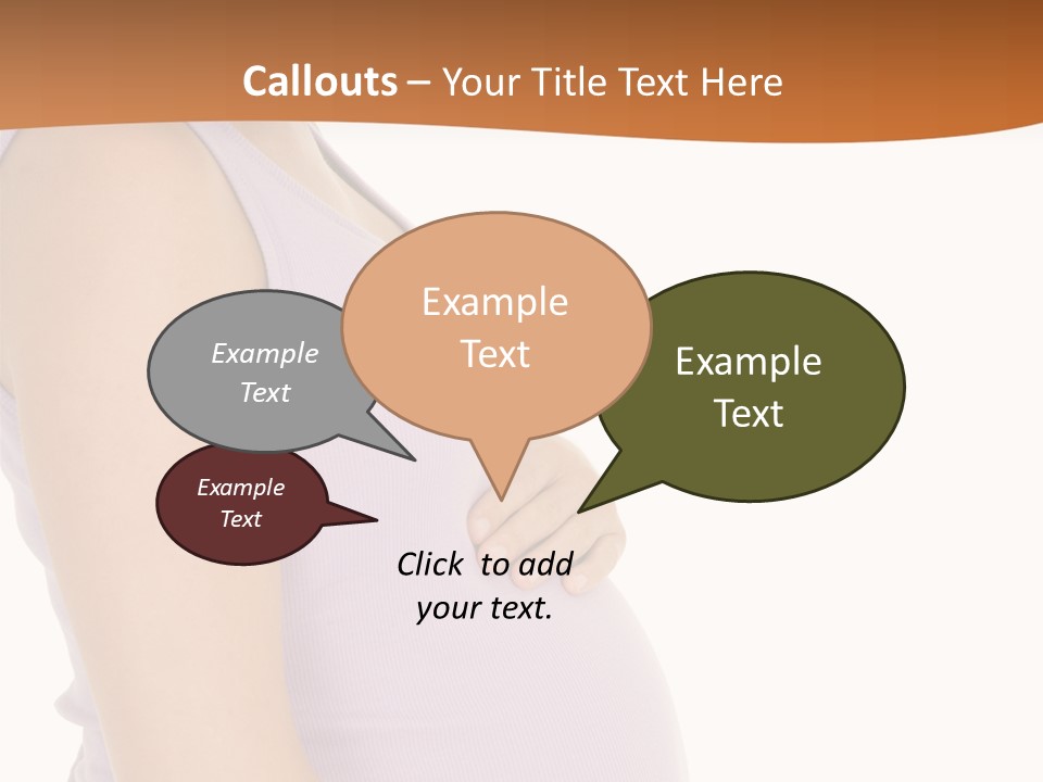 Caucasian Woman Who Is 9 Months Pregnant On White Background PowerPoint Template