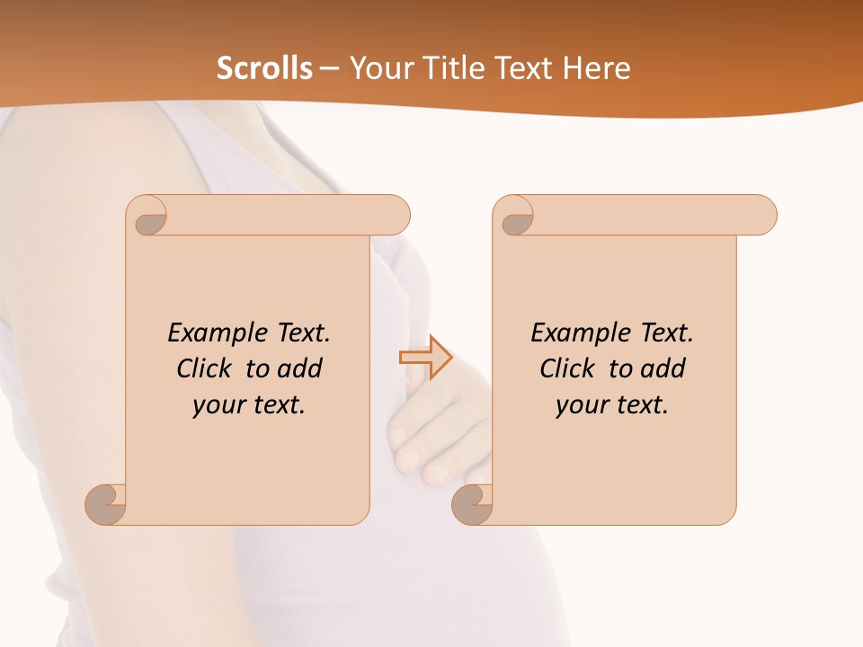 Caucasian Woman Who Is 9 Months Pregnant On White Background PowerPoint Template