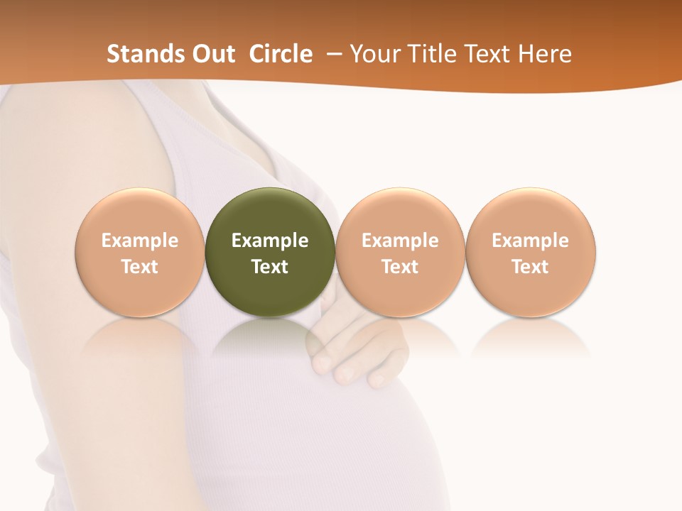 Caucasian Woman Who Is 9 Months Pregnant On White Background PowerPoint Template