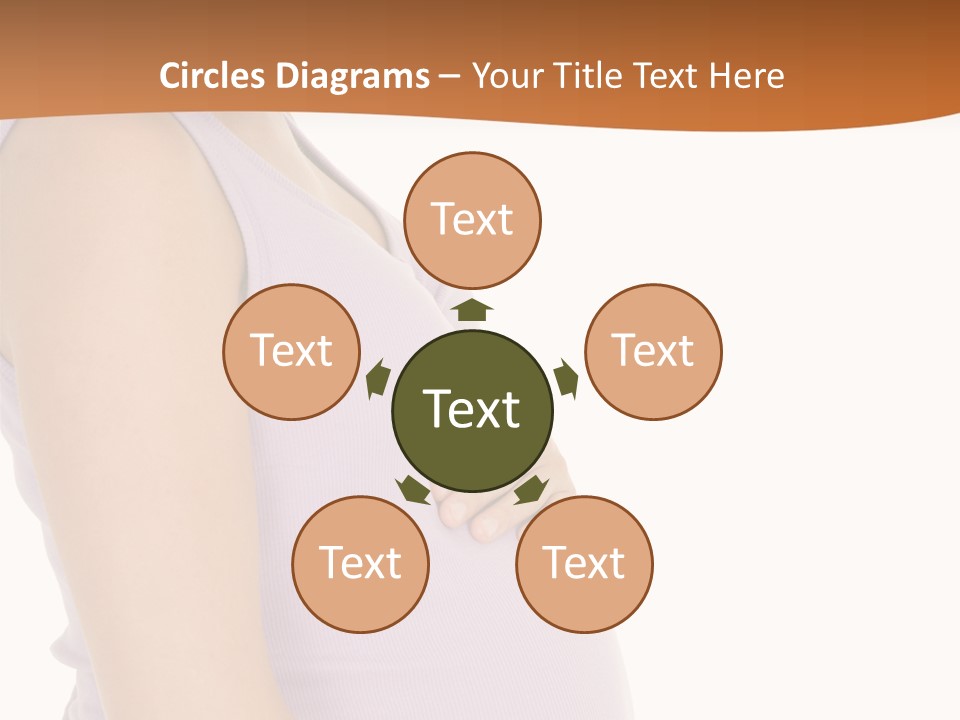 Caucasian Woman Who Is 9 Months Pregnant On White Background PowerPoint Template