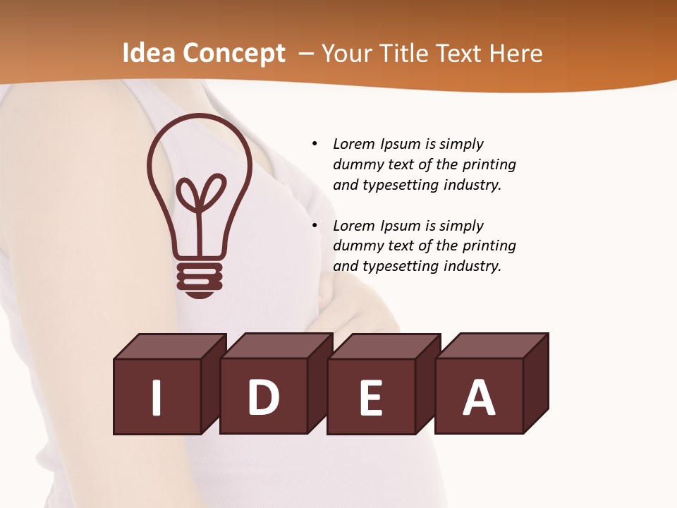 Caucasian Woman Who Is 9 Months Pregnant On White Background PowerPoint Template