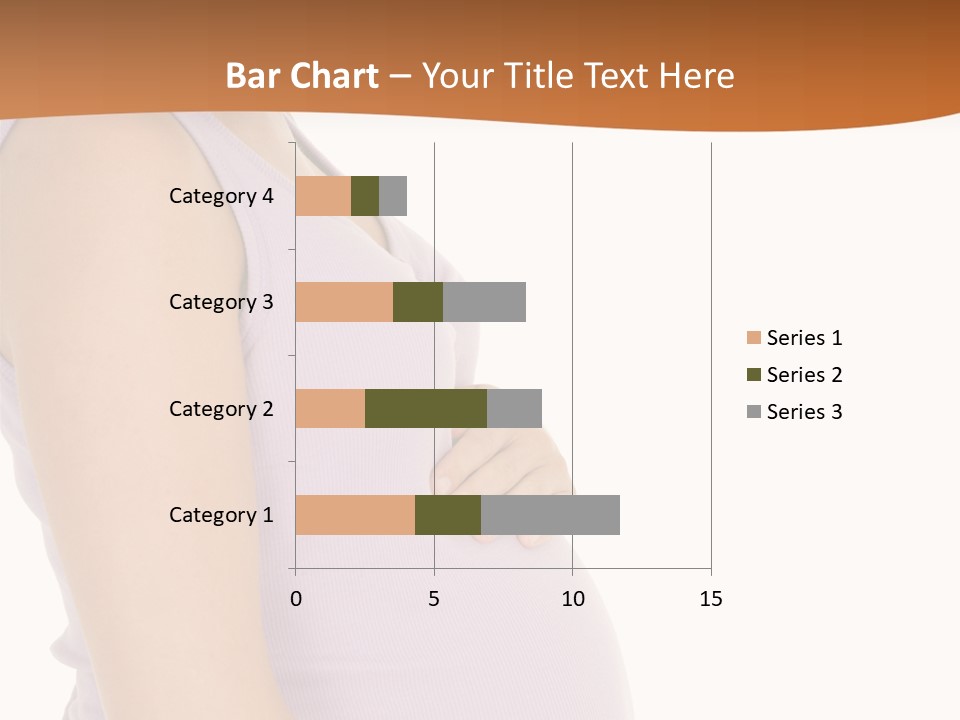 Caucasian Woman Who Is 9 Months Pregnant On White Background PowerPoint Template